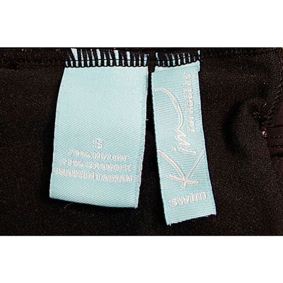 Kim Rogers Strapless‎ Black Geometric One Piece Skirted Swimsuit SMALL Poolcore - Picture 8 of 9